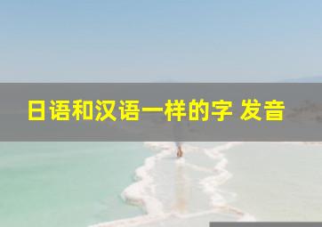 日语和汉语一样的字 发音